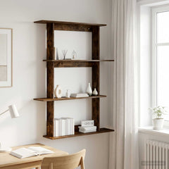 vidaXL Wall Shelf Smoked Oak 100 x 20 x 126 cm Engineered Wood 1