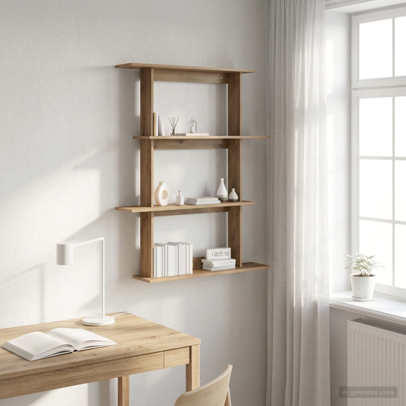 vidaXL Wall Shelf Artisan Oak 100 x 20 x 126 cm Engineered Wood 1