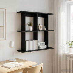 vidaXL Wall Shelf Wall-Mounted Black Oak 80 x 20 x 75 cm 1