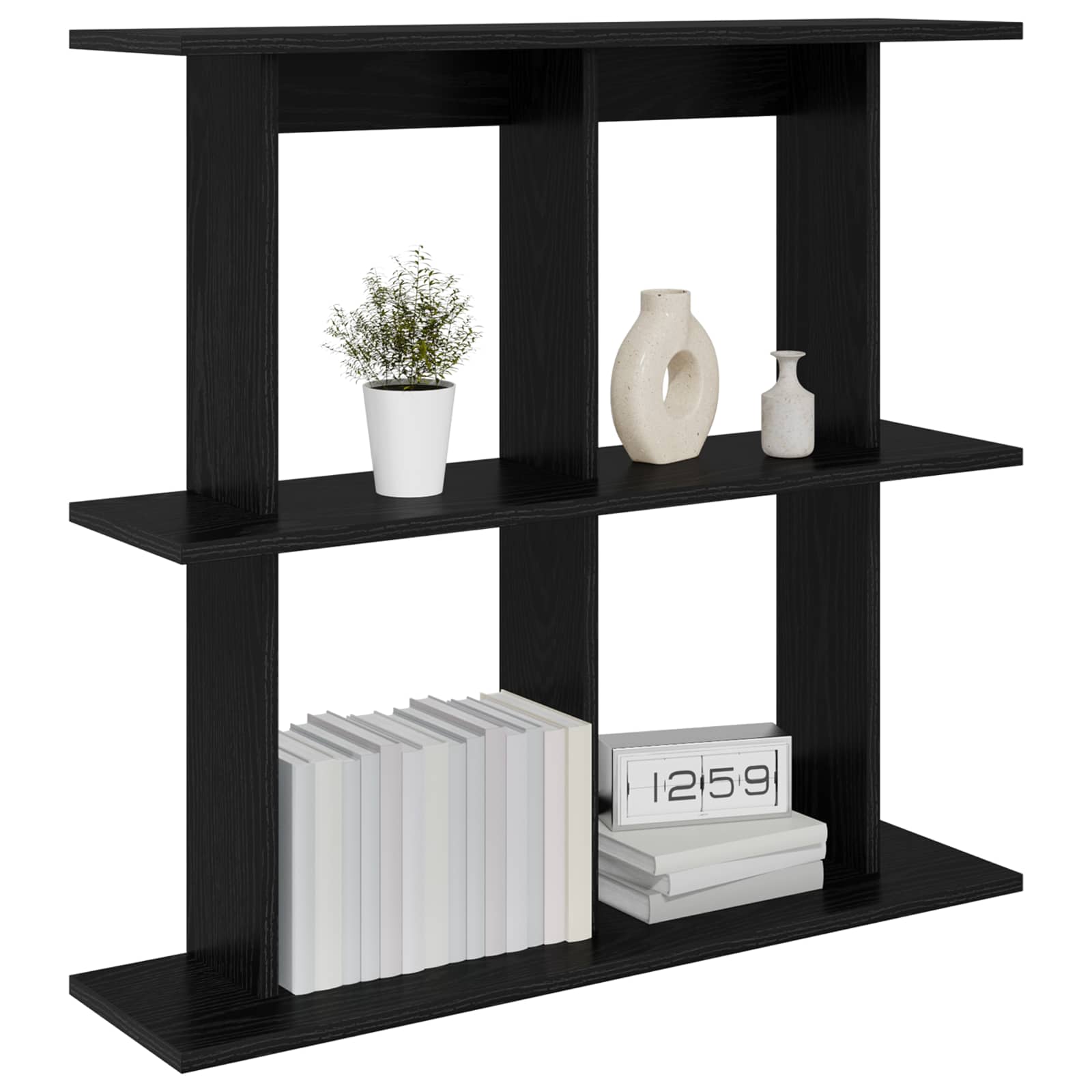 vidaXL Wall Shelf Wall-Mounted Black Oak 80 x 20 x 75 cm 3