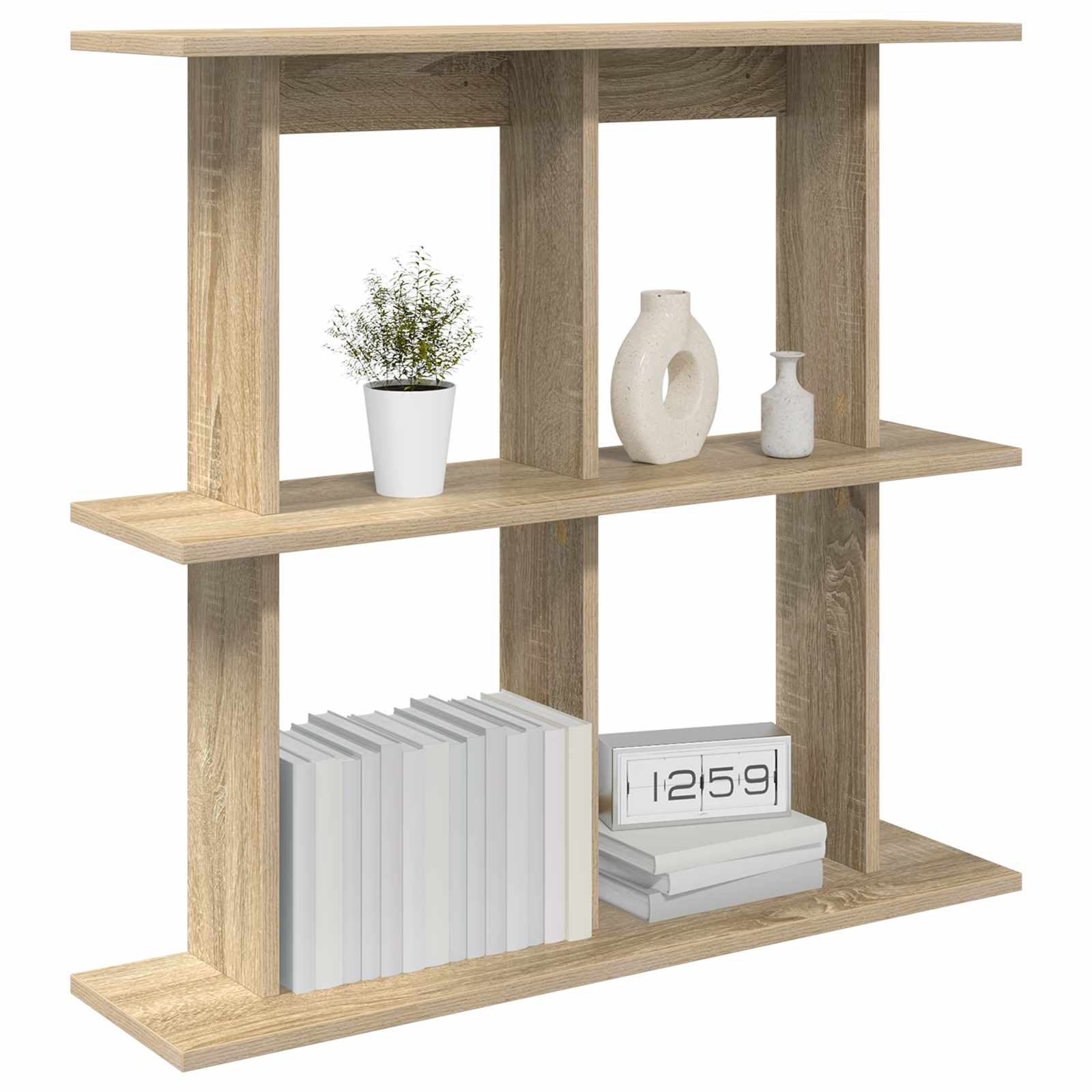 vidaXL Wall Shelf Wall-Mounted Sonoma Oak 80 x 20 x 75 cm 3