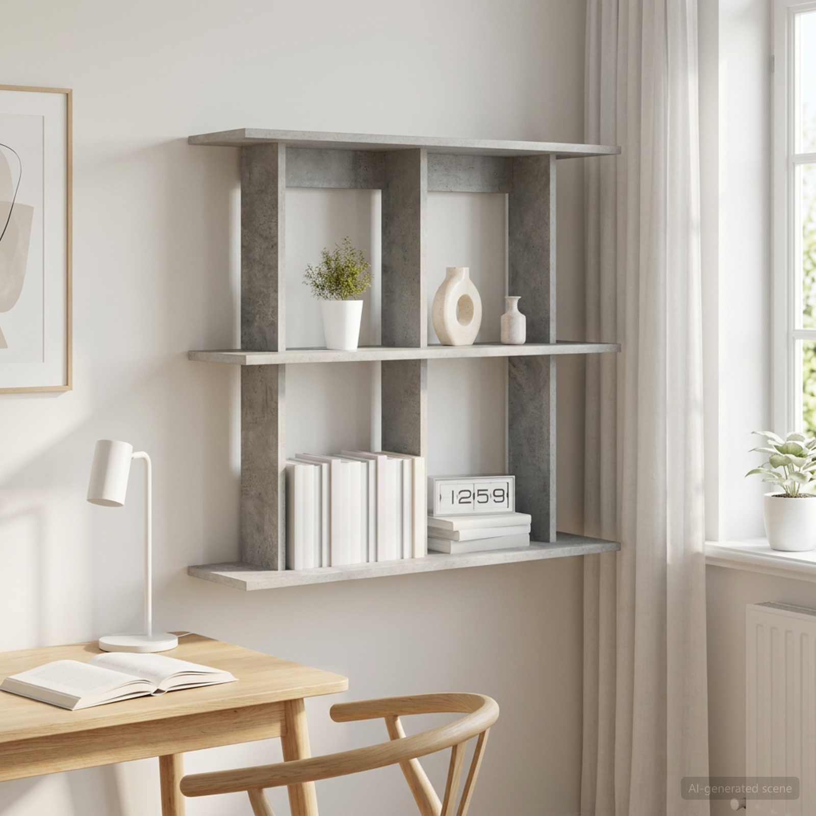 vidaXL Wall Shelf Wall-Mounted Concrete Grey 80 x 20 x 75 cm 1