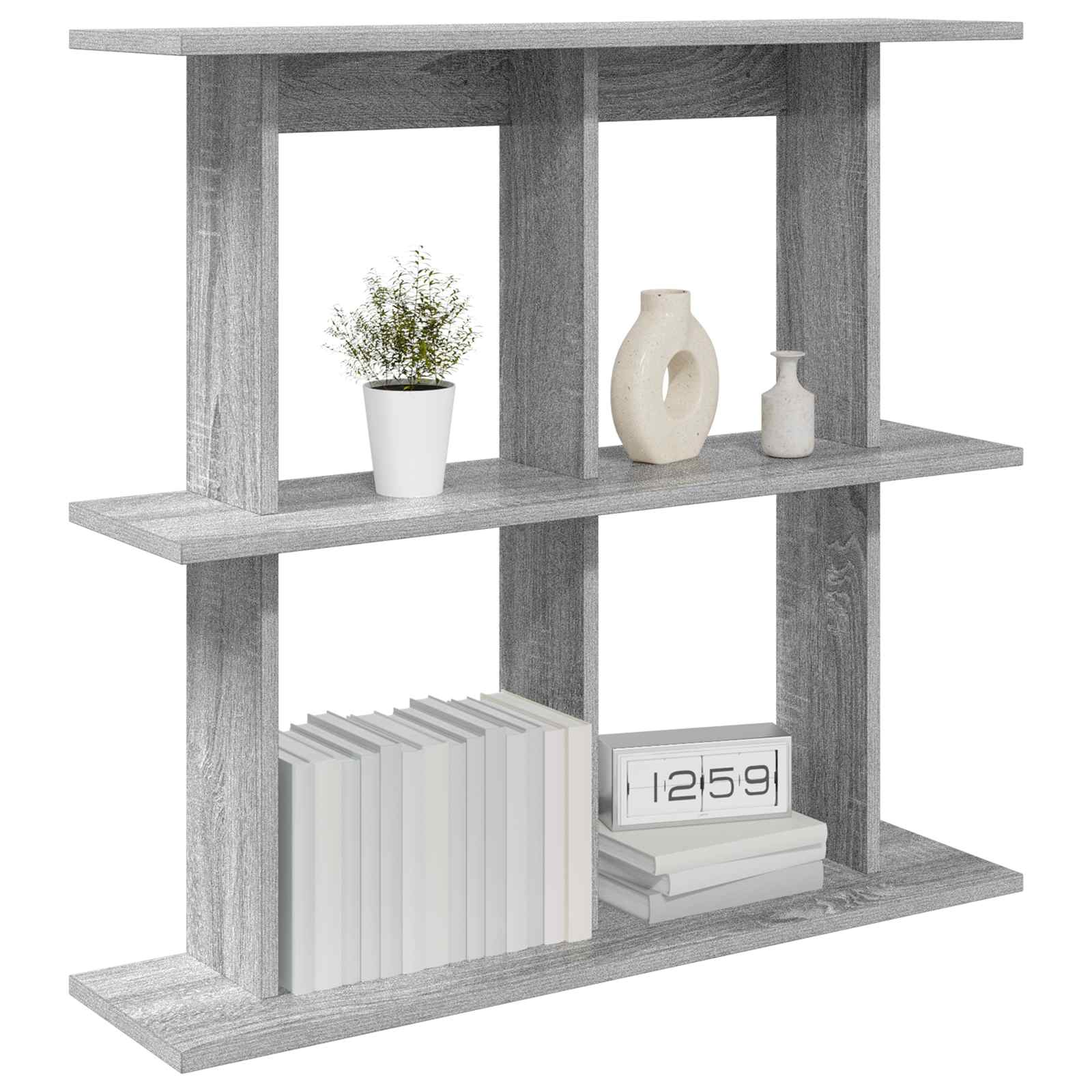 vidaXL Wall Shelf Wall-Mounted Grey Sonoma 80 x 20 x 75 cm 3