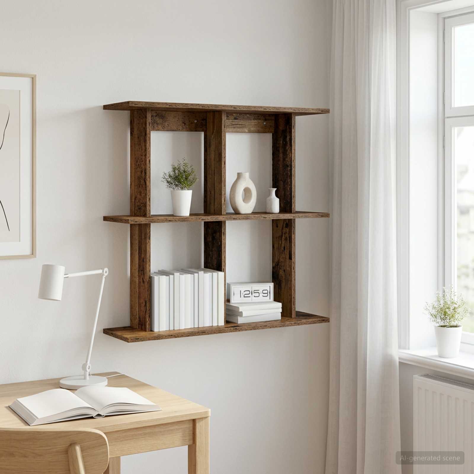 vidaXL Wall Shelf Wall-Mounted Old Wood 80 x 20 x 75 cm 1