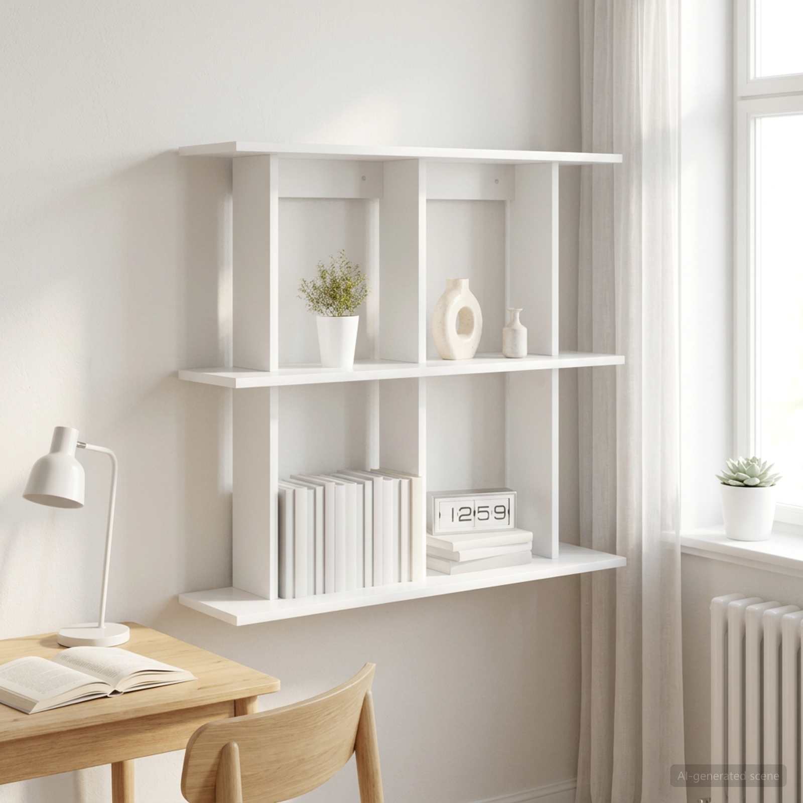 vidaXL Wall Shelf Wall-Mounted White 100 x 20 x 75 cm Engineered Wood 1