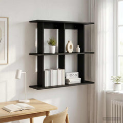 vidaXL Wall Shelf Wall-Mounted Black Oak 100 x 20 x 75 cm 1