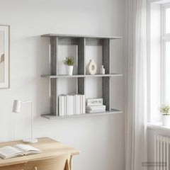 vidaXL Wall Shelf Wall-Mounted Grey Sonoma 100 x 20 x 75 cm 1