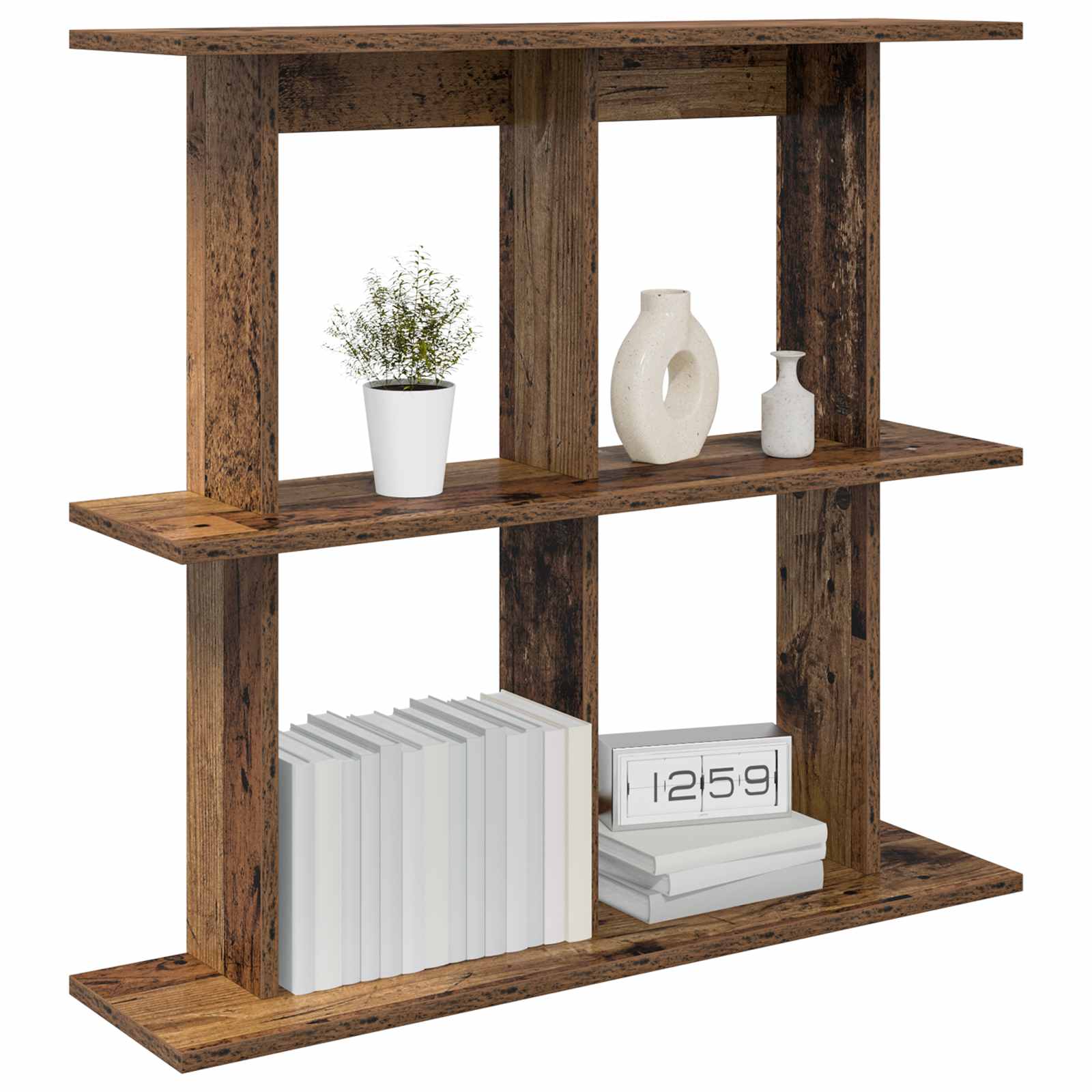 vidaXL Wall Shelf Wall-Mounted Old Wood 100 x 20 x 75 cm 3