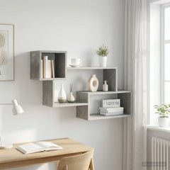 vidaXL Floating Shelf Wall-Mounted Concrete Grey 87 x 20 x 55 cm 1