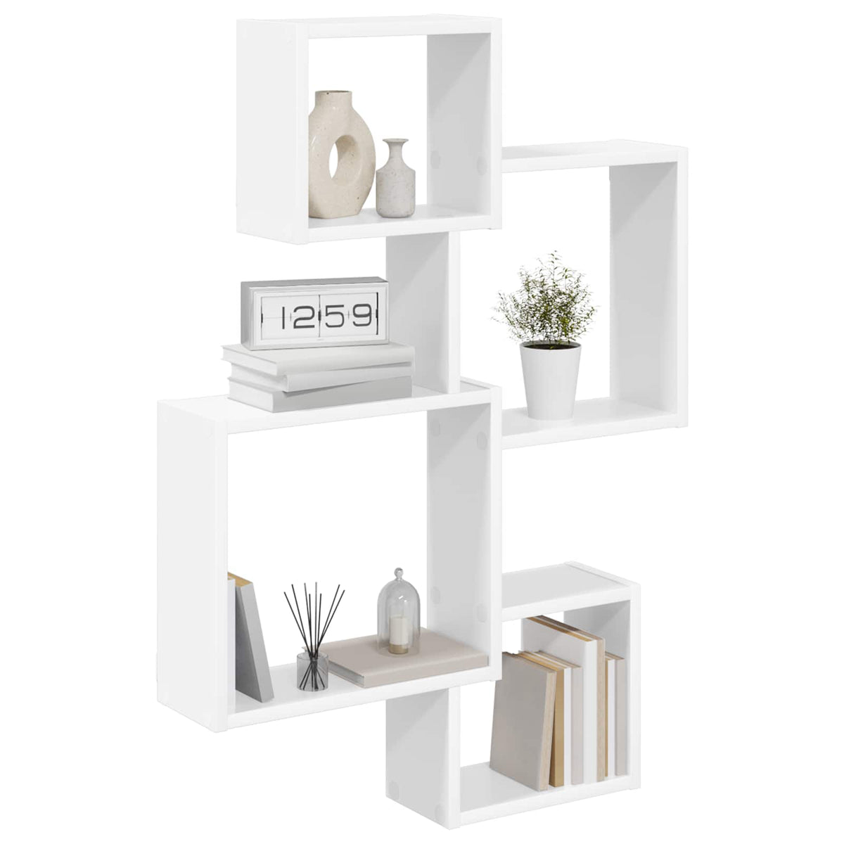 vidaXL Wall Cube Shelves White 64 x 13.5 x 91.5 cm 3