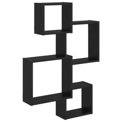 vidaXL Wall Cube Shelves Wall-Mounted Black Oak 64 x 13.5 x 91.5 cm 2
