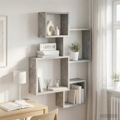 vidaXL Wall Cube Shelves Wall-Mounted Concrete Grey Engineered Wood 1