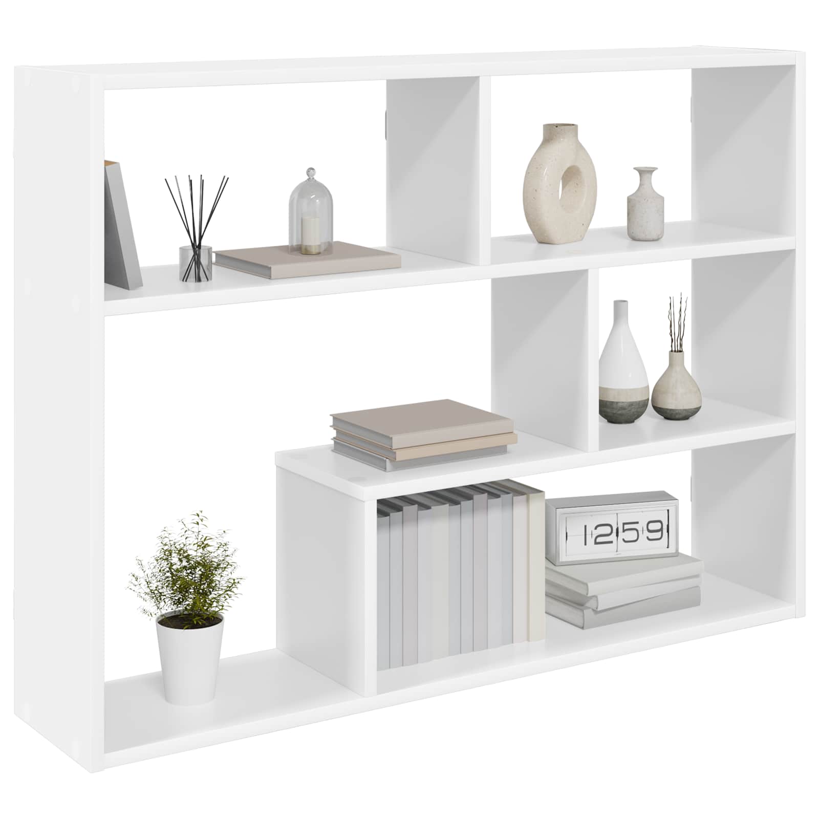 vidaXL Wall Shelf Wall-Mounted White 95 x 20 x 69.5 cm Engineered Wood 3