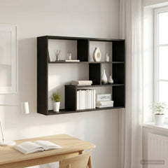 vidaXL Wall Shelf Wall-Mounted Black Oak 95 x 20 x 69.5 cm 1