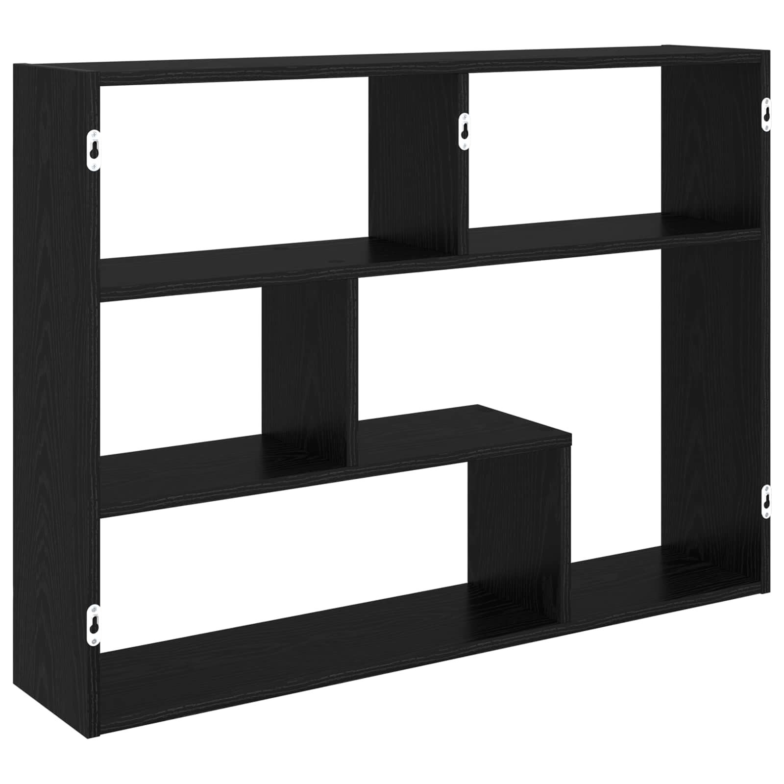 vidaXL Wall Shelf Wall-Mounted Black Oak 95 x 20 x 69.5 cm 6