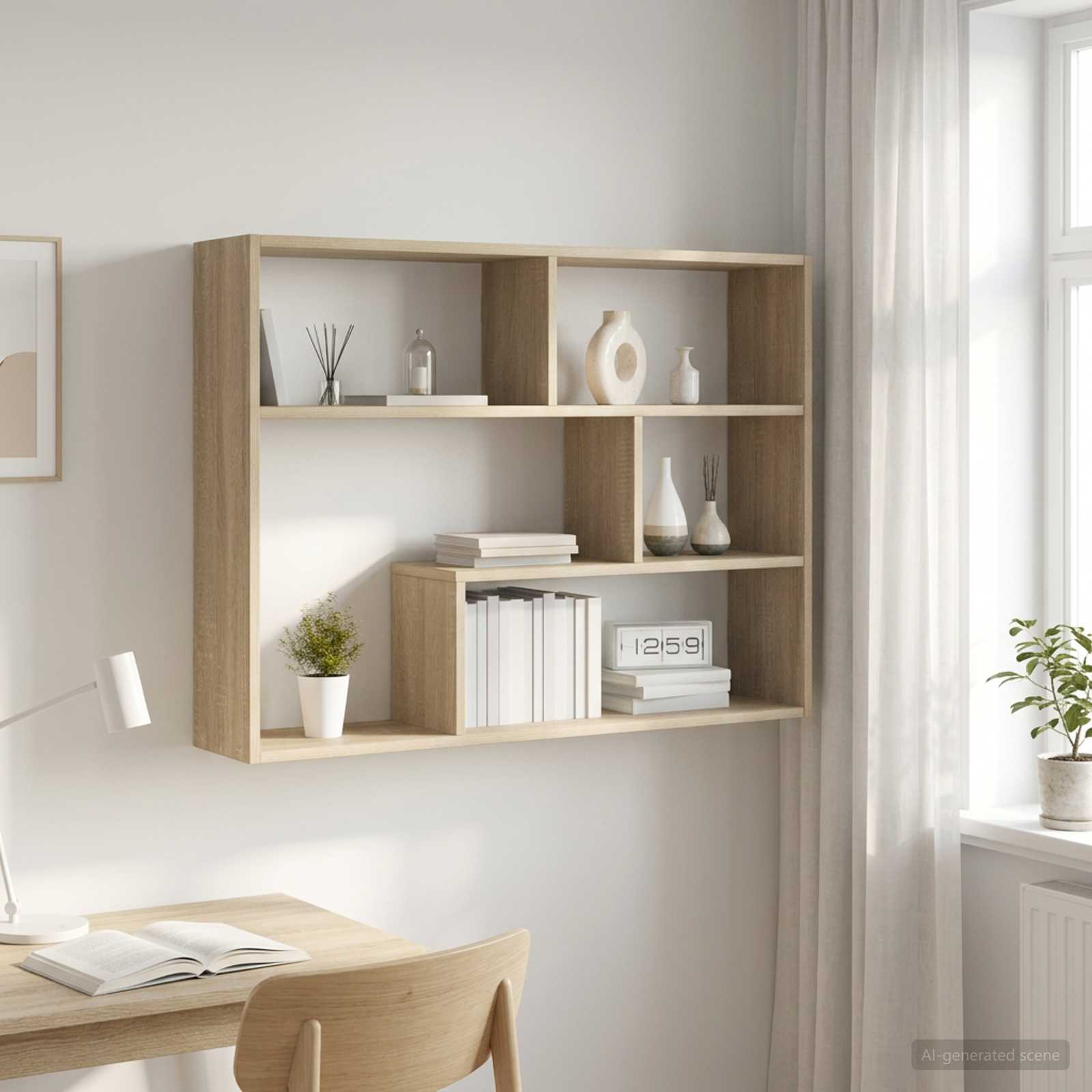 vidaXL Wall Shelf Wall-Mounted Sonoma Oak 95 x 20 x 69.5 cm 1