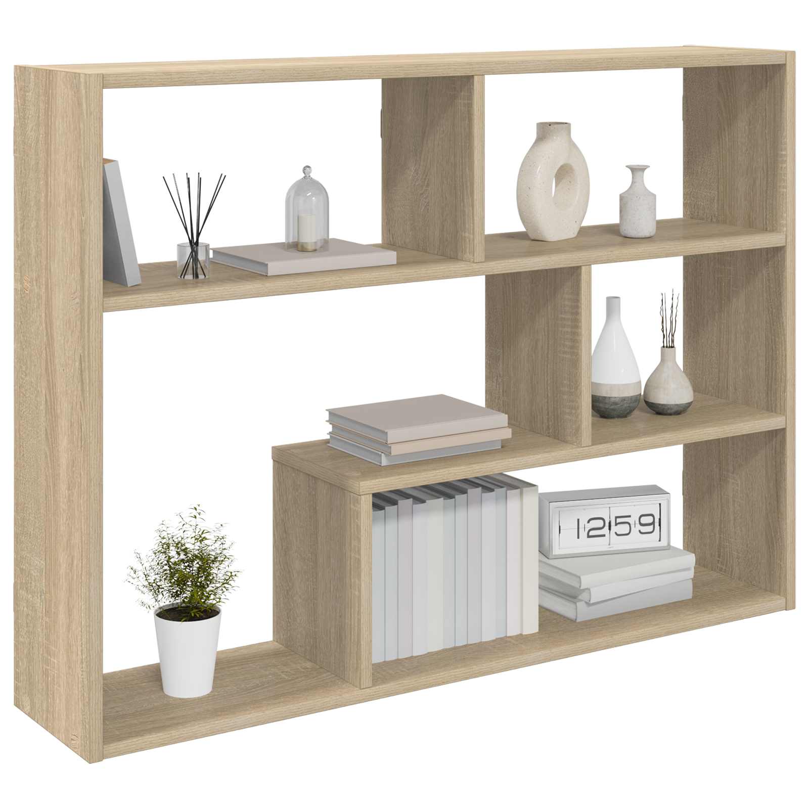 vidaXL Wall Shelf Wall-Mounted Sonoma Oak 95 x 20 x 69.5 cm 3