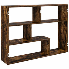 vidaXL Wall Shelf Wall-Mounted Smoked Oak 95 x 20 x 69.5 cm 6