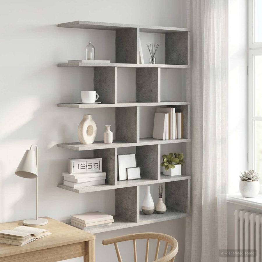 vidaXL Wall Shelf Concrete Grey 70 x 20 x 100 cm Engineered Wood 1