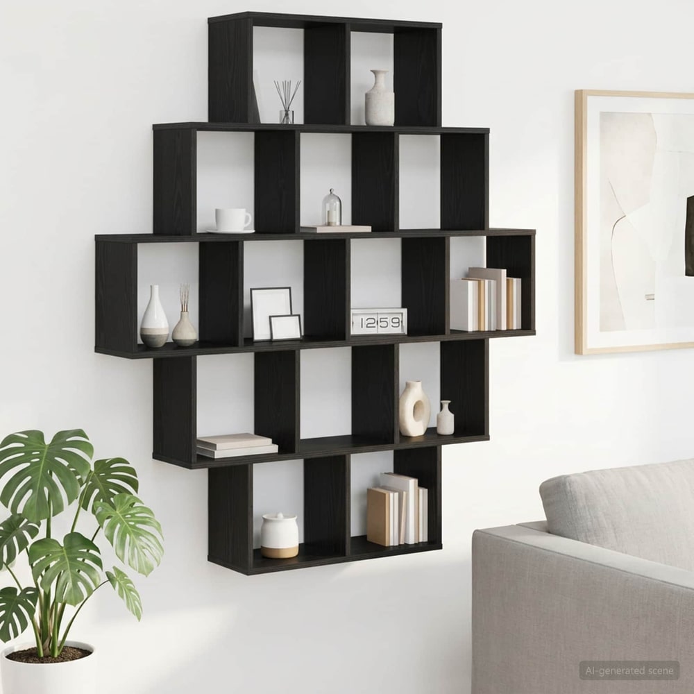 Wall Shelf 120 x 20 x 136 cm Engineered Wood Black oak