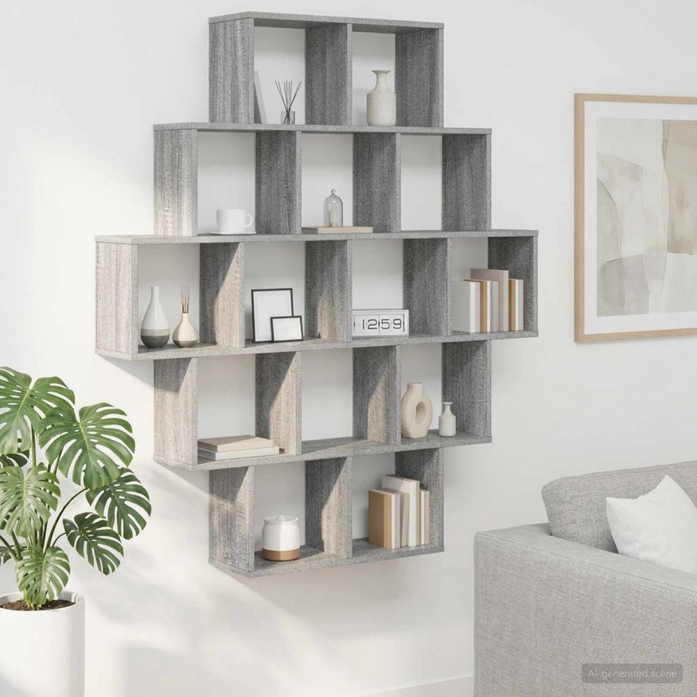 Wall Shelf 120 x 20 x 136 cm Engineered Wood Grey sonoma