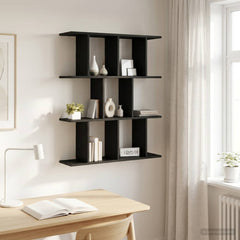 vidaXL Wall Shelf Black Oak 80 x 20 x 96 cm Engineered Wood 1