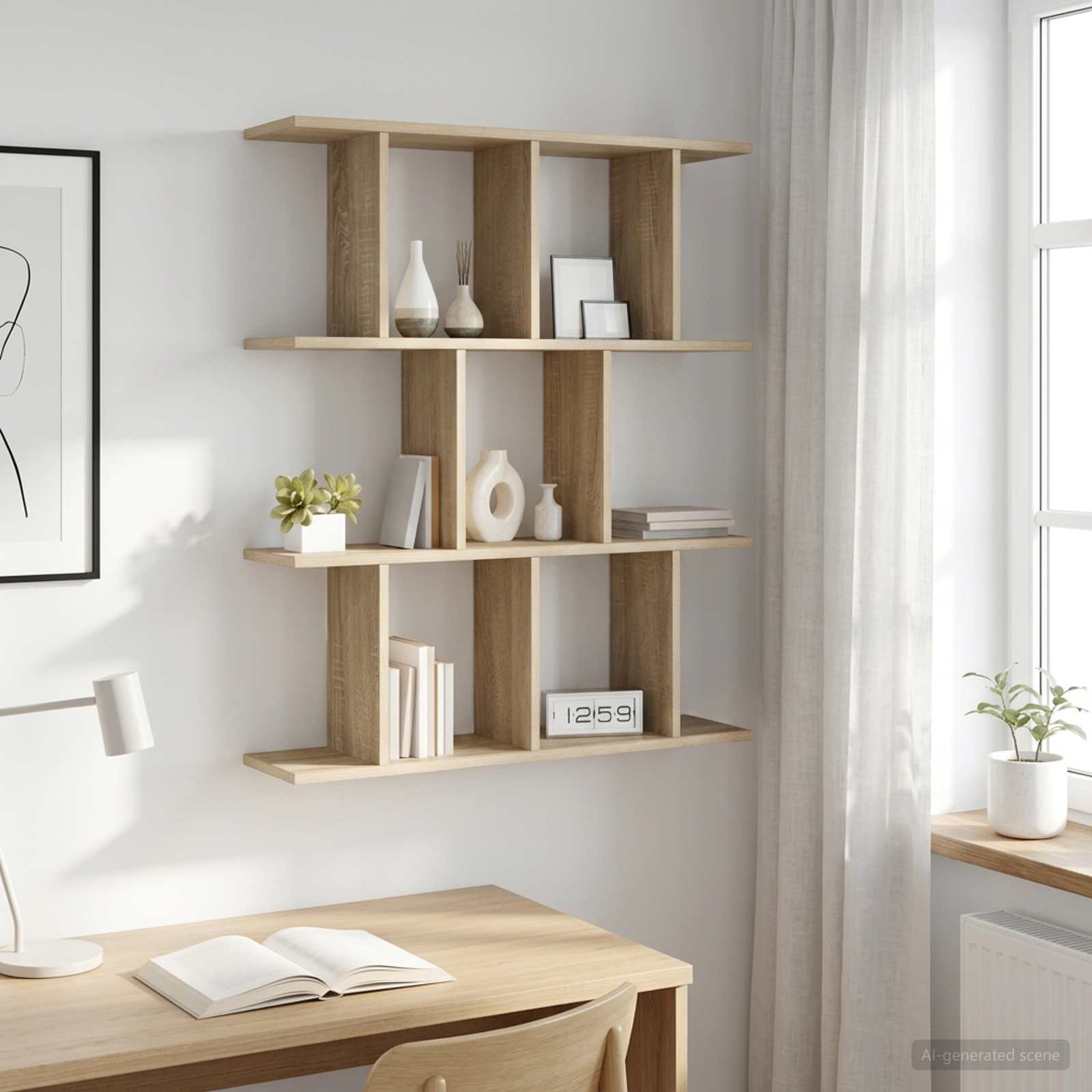 vidaXL Wall Shelf Sonoma Oak 80 x 20 x 96 cm Engineered Wood 1