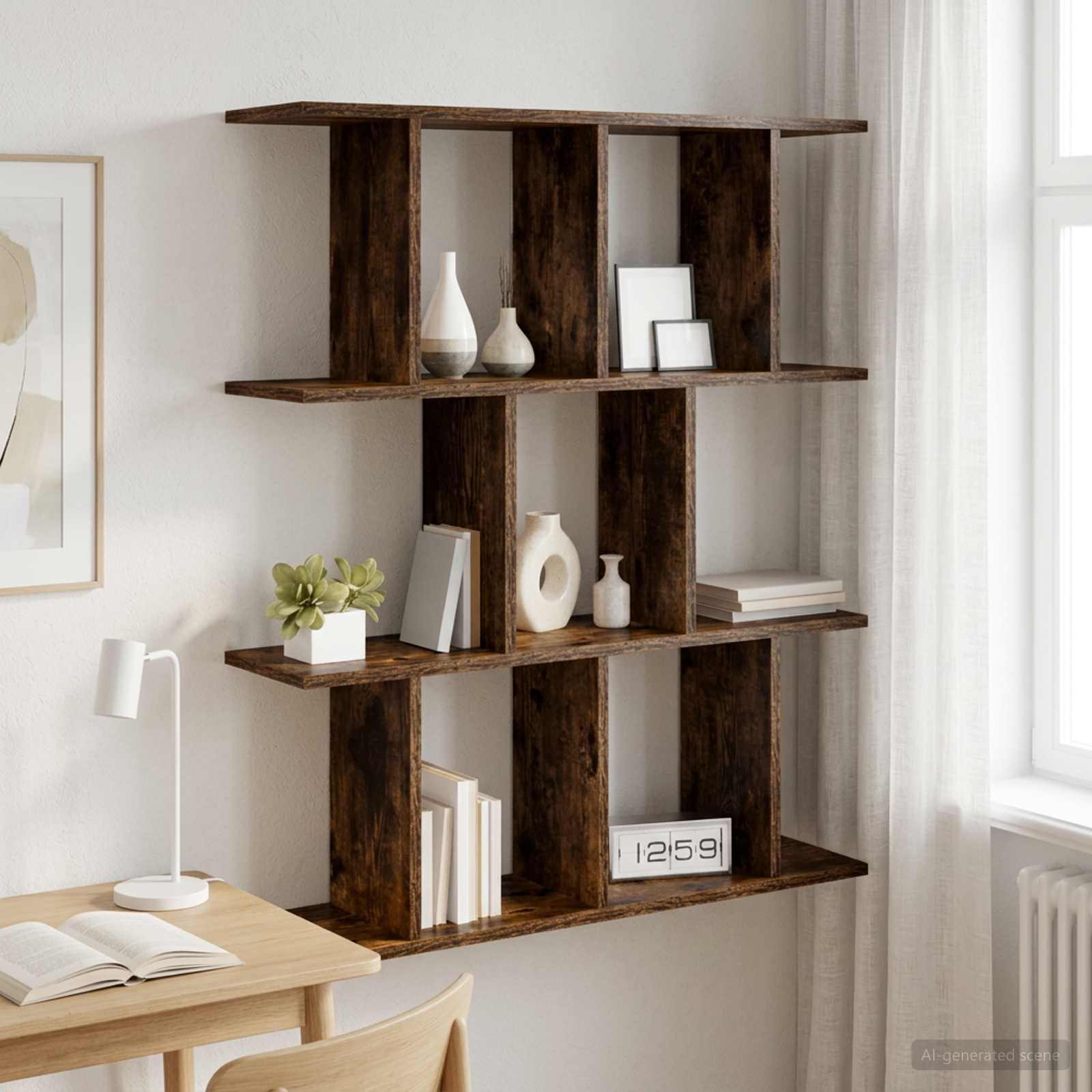 vidaXL Wall Shelf Smoked Oak 80 x 20 x 96 cm Engineered Wood 1