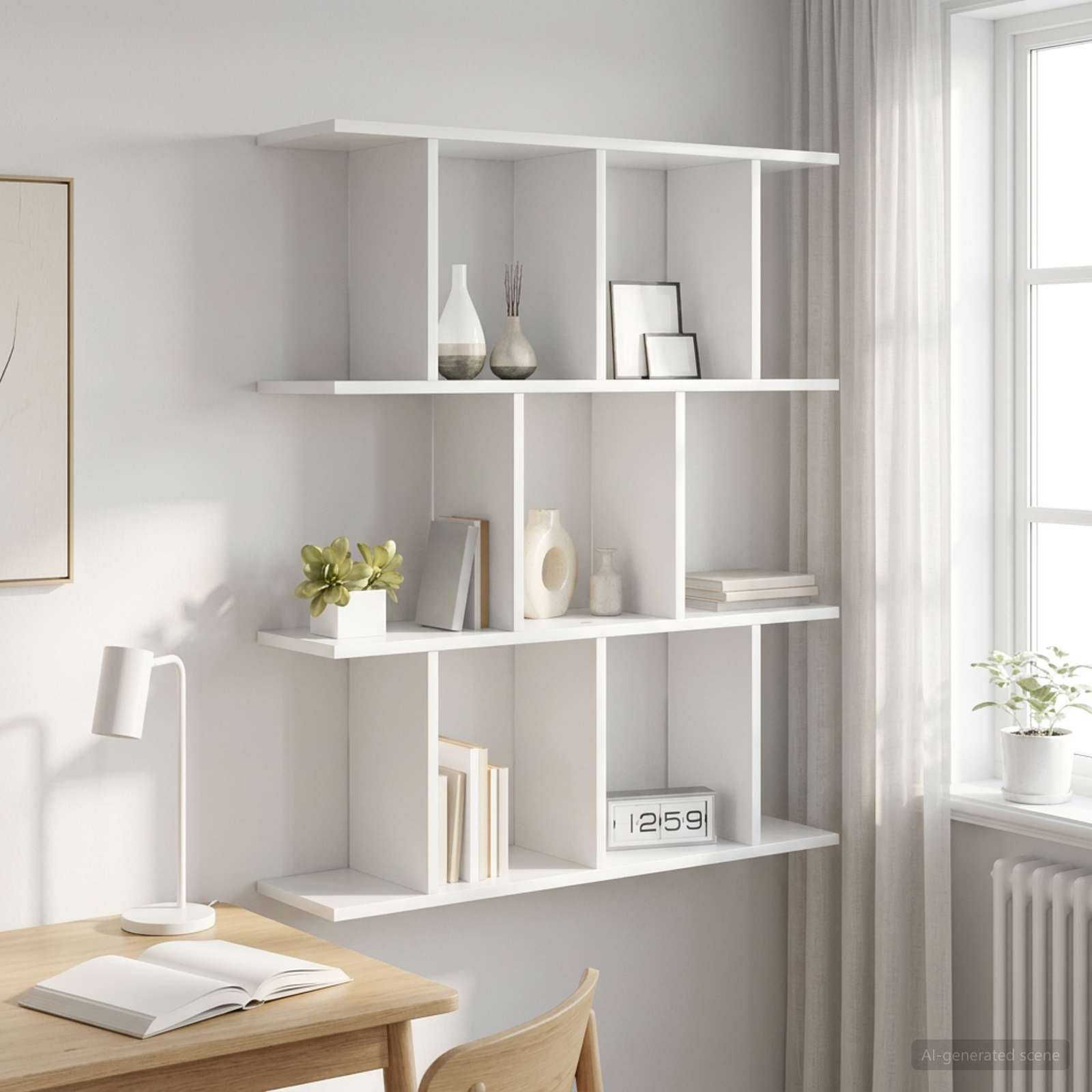 vidaXL Wall Shelf White 102 x 20 x 96 cm Engineered Wood 1