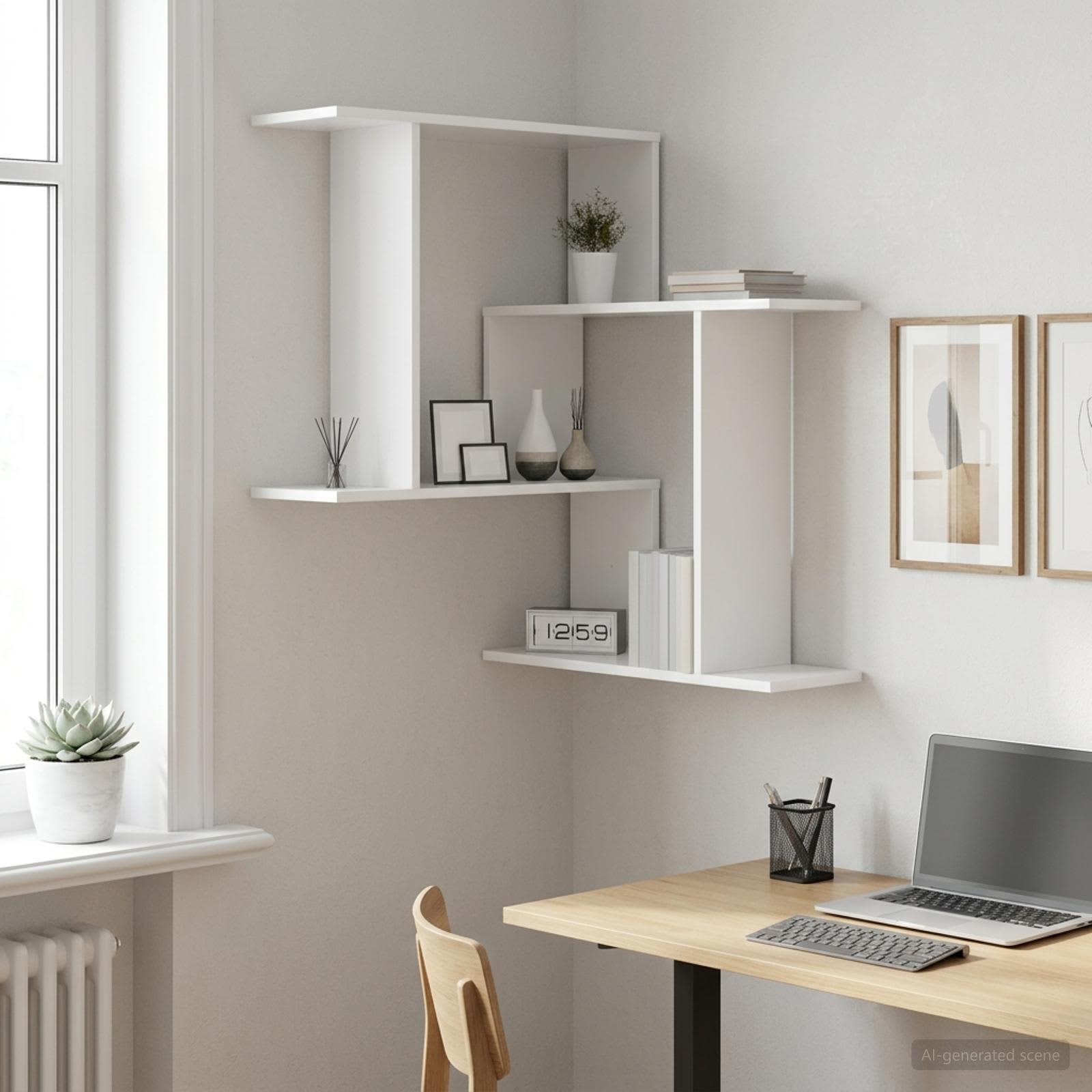 vidaXL Wall Shelf White 67 x 67 x 87 cm Engineered Wood 1