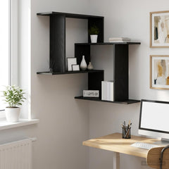 vidaXL Wall Shelf Black Oak 67 x 67 x 87 cm Engineered Wood 1