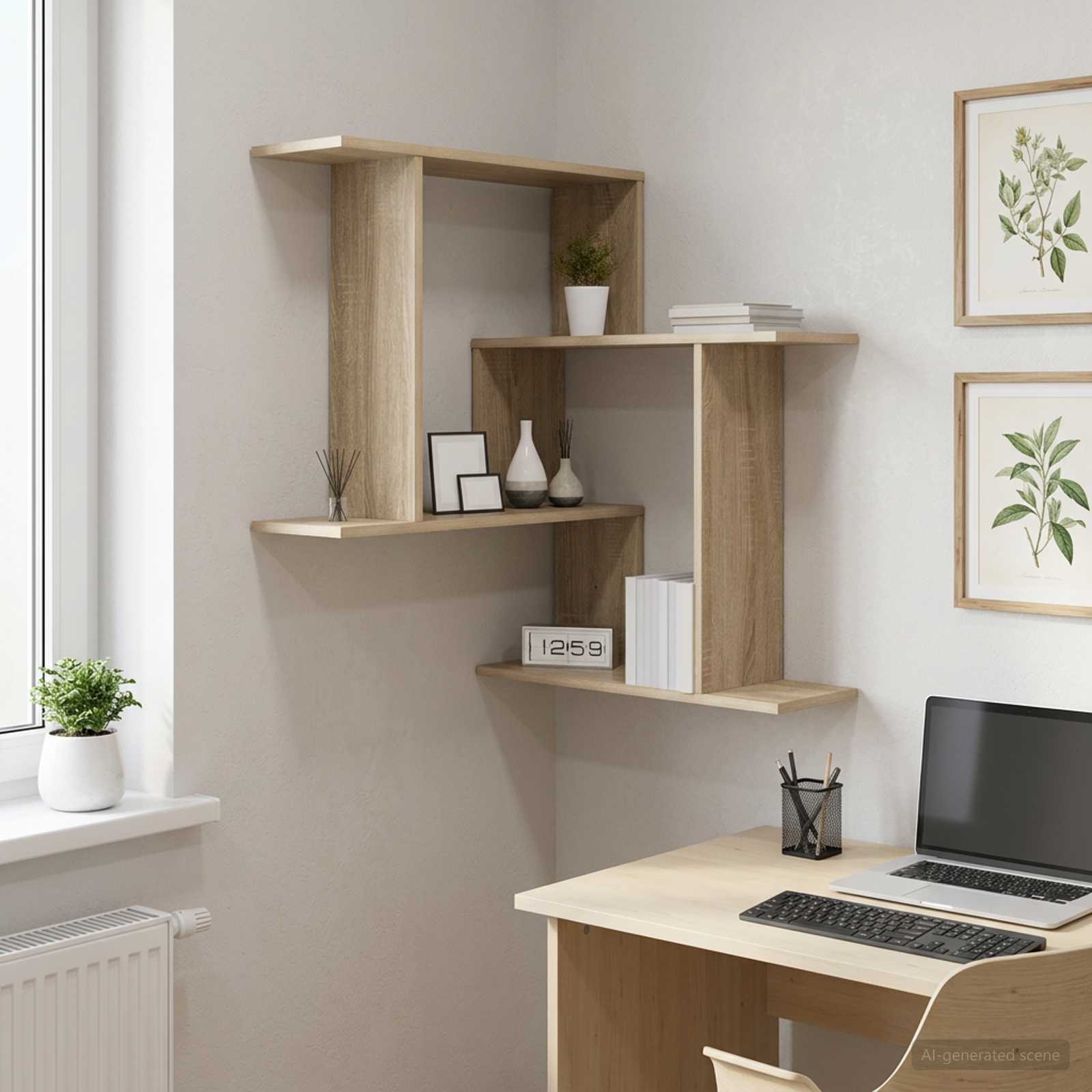 vidaXL Wall Shelf Sonoma Oak 67 x 67 x 87 cm Engineered Wood 1