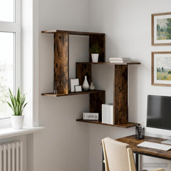 vidaXL Wall Shelf Smoked Oak 67 x 67 x 87 cm Engineered Wood 1