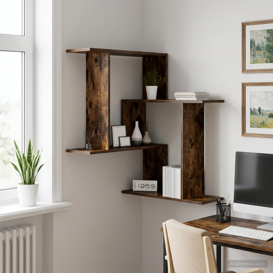 vidaXL Wall Shelf Smoked Oak 67 x 67 x 87 cm Engineered Wood 1