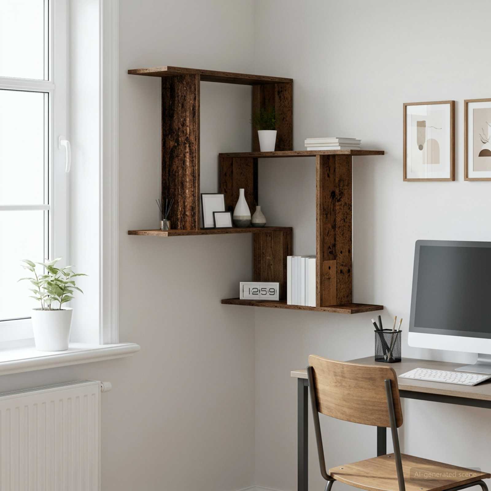vidaXL Wall Shelf Old Wood 67 x 67 x 87 cm Engineered Wood 1