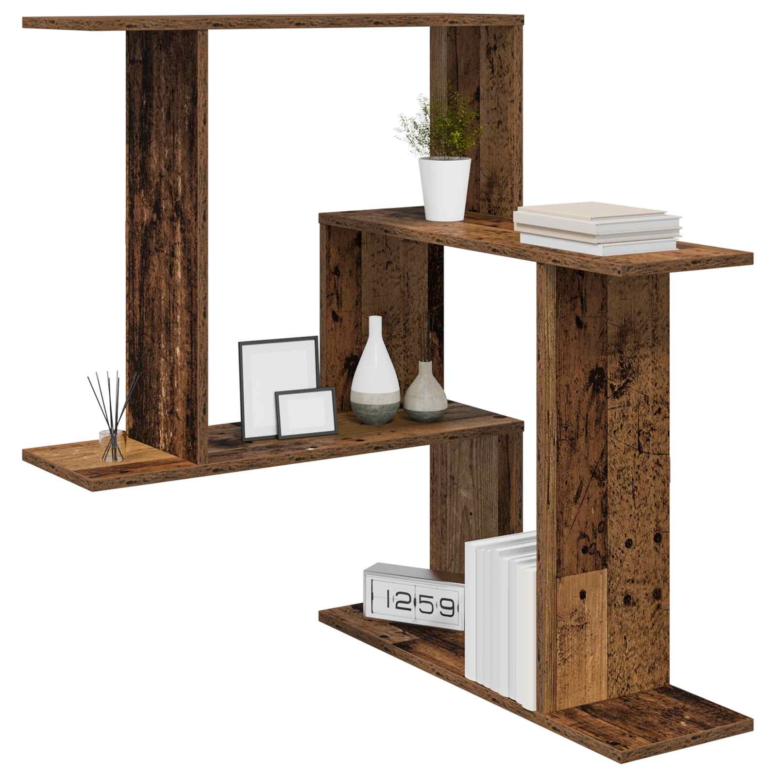 vidaXL Wall Shelf Old Wood 67 x 67 x 87 cm Engineered Wood 3