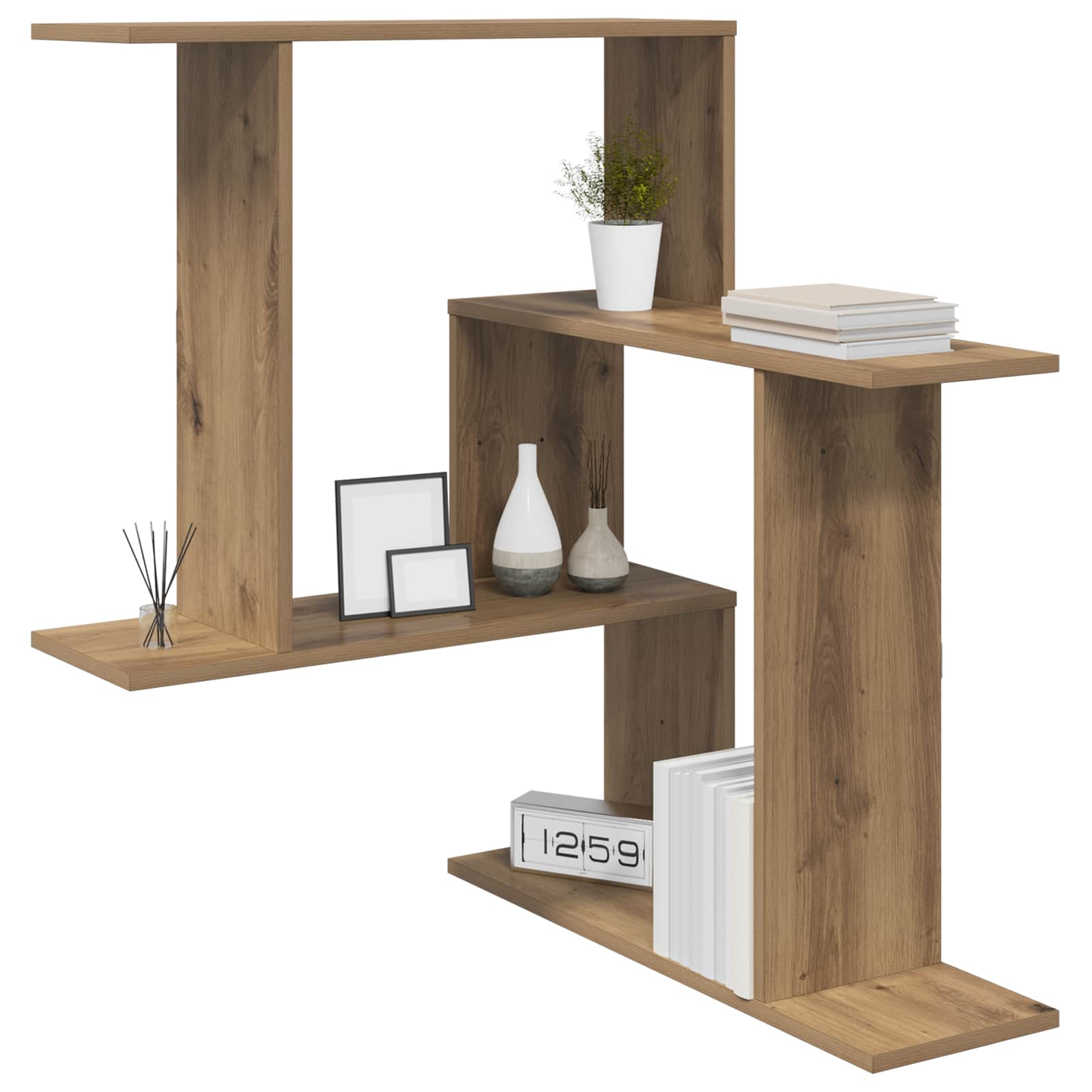 vidaXL Wall Shelf Artisan Oak 67 x 67 x 87 cm Engineered Wood 3