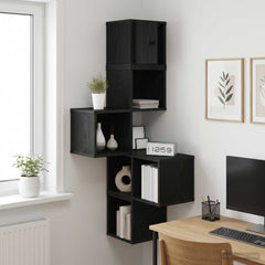 vidaXL Wall Corner Shelf Black Oak 48 x 48 x 120 cm Engineered Wood 1