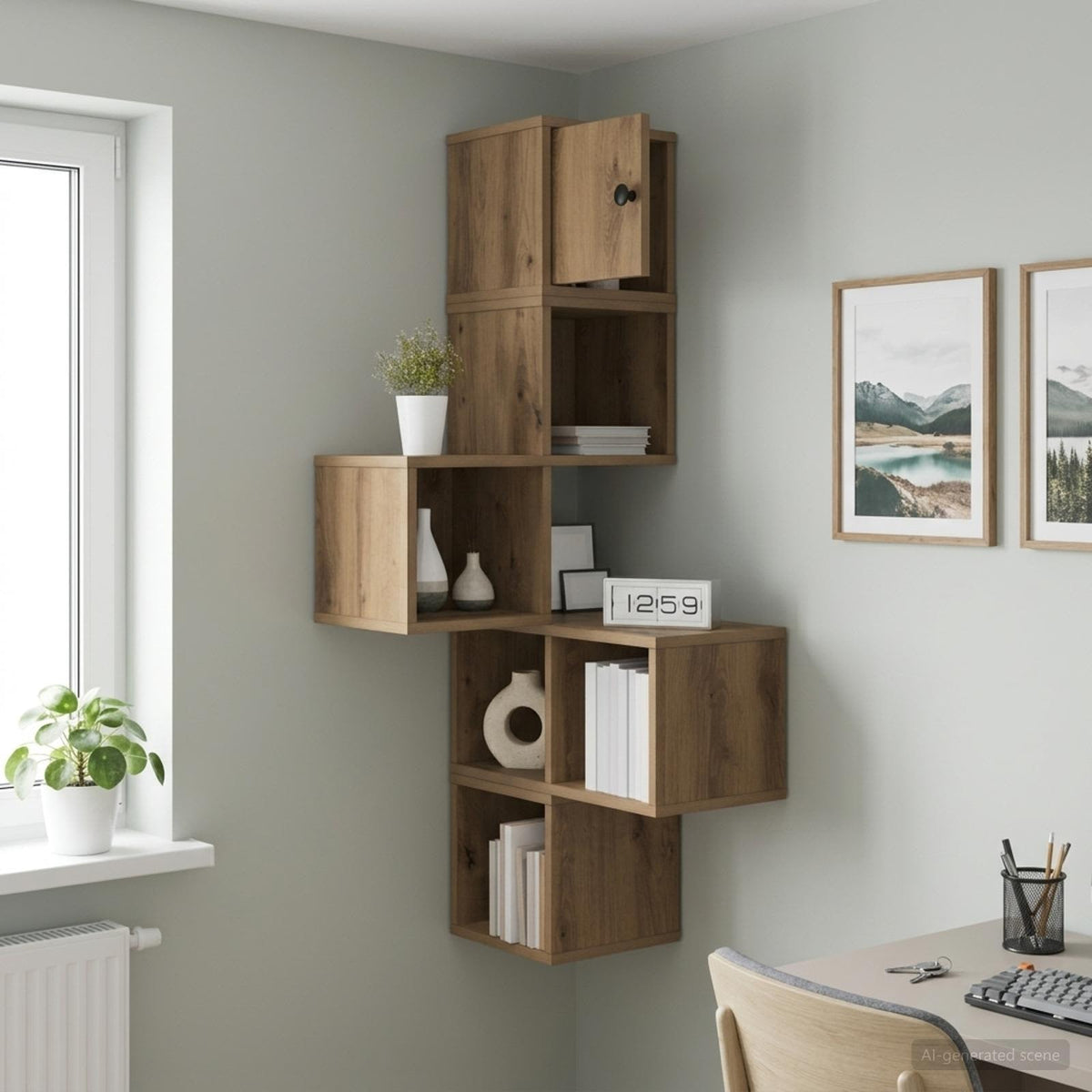 vidaXL Wall Corner Shelf 48 x 48 x 120 cm Engineered Wood