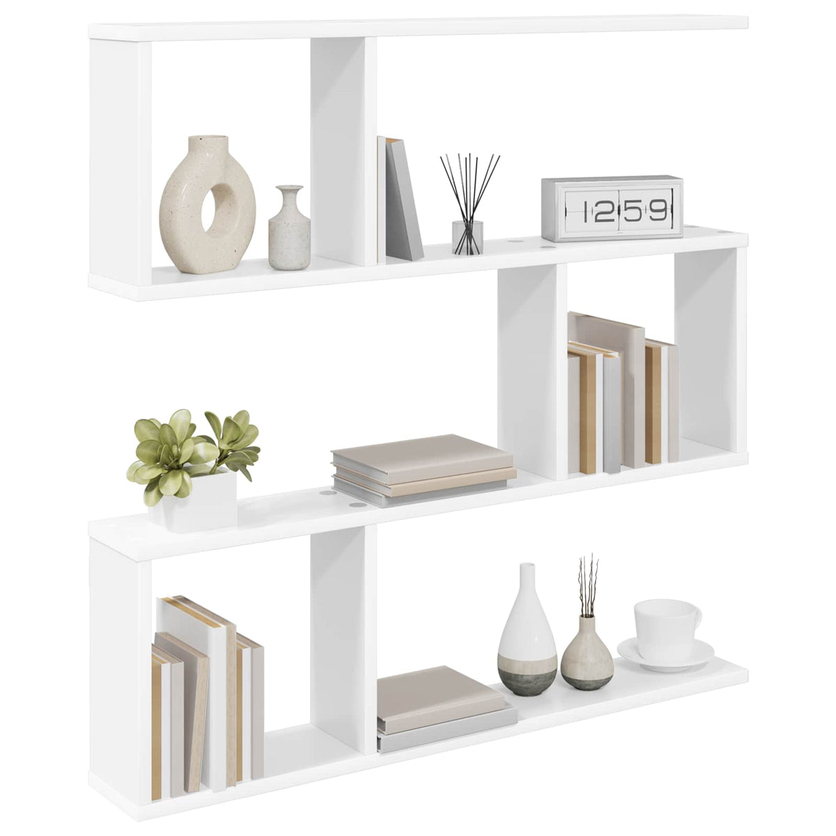 vidaXL Wall Shelf White 80 x 12 x 79.5 cm Engineered Wood 3