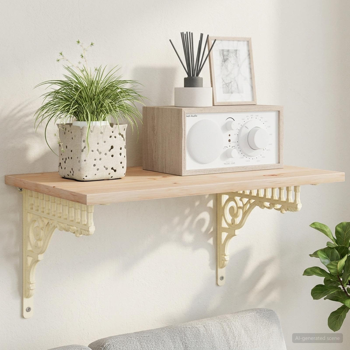 Wall Shelf Brackets 27.5 x 23 x 4 cm Steel Antique white