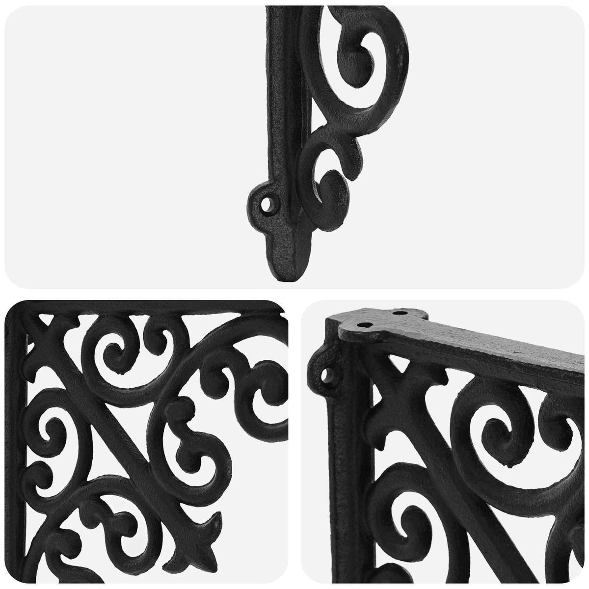 vidaXL Wall Shelf Brackets 12 pcs Black 9.5 x 9.5 x 3 cm Steel 6