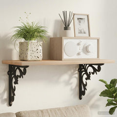 vidaXL Wall Shelf Brackets 12 pcs Black 10 x 10 x 2.8 cm Steel 5