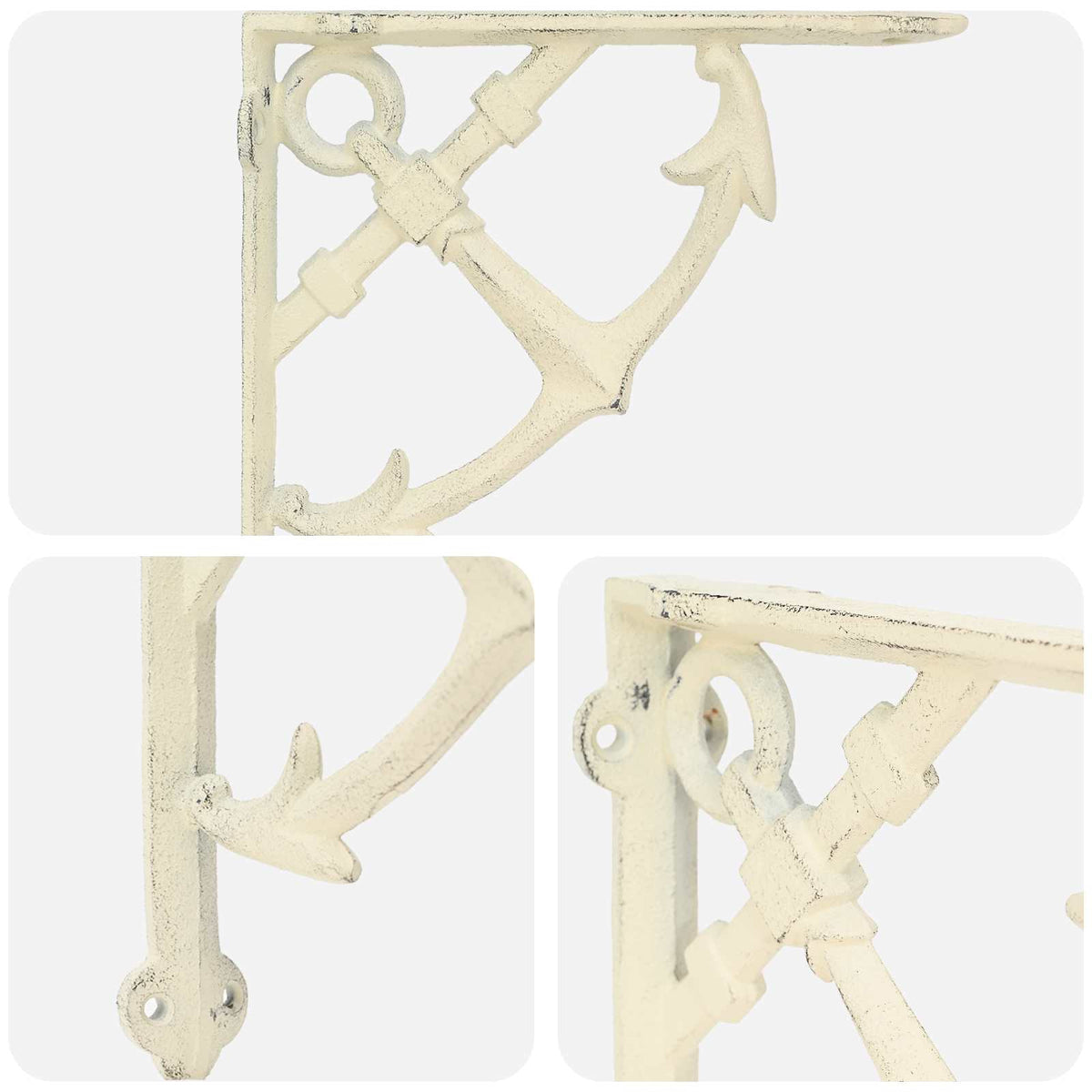 vidaXL Wall Shelf Brackets 12 pcs Antique White 10 x 10 x 3 cm Steel 5