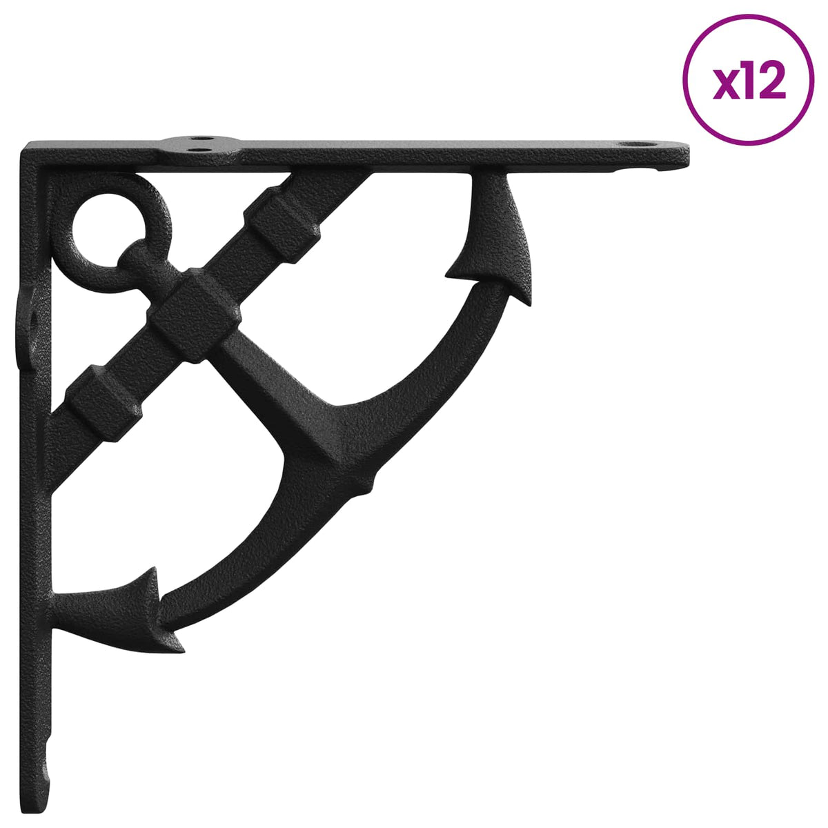 vidaXL Wall Shelf Brackets 12 pcs Black 10 x 10 x 3 cm Steel 4