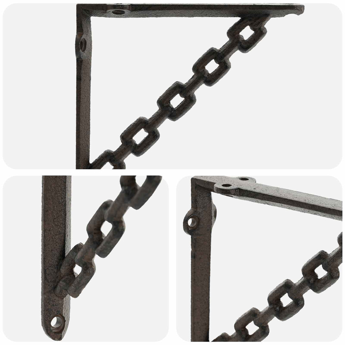 vidaXL Wall Shelf Brackets 12 pcs Antique Brown 10.5 x 10.5 x 3 cm 6