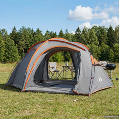 Trekking Tent with Rainfly Water-Resistant Grey and orange 3-Person