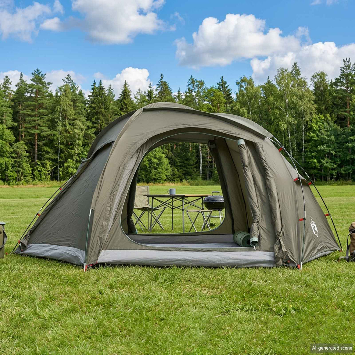 Trekking Tent with Rainfly Water-Resistant Army green 3-Person