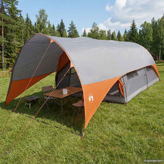 Tunnel Tent with Rainfly Water-Resistant 10-Person Grey and orange