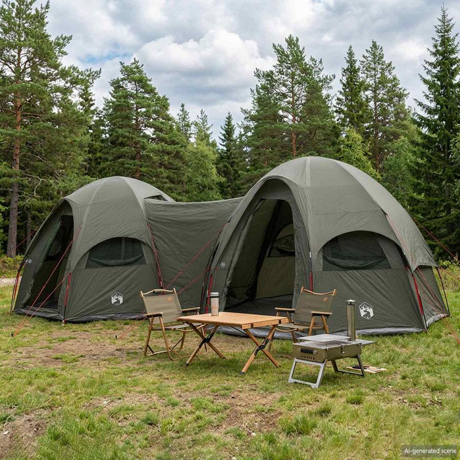 Family Tent with Rainfly Water-resistant 14-Person Army green